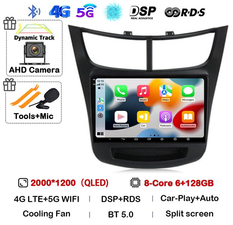 Android 14 Carplay Auto Car Radio For Chevrolet Sail Aveo 2015 2016 2017-2019 Multimedia Stereo Player GPS Navigation 4G WFI DSP