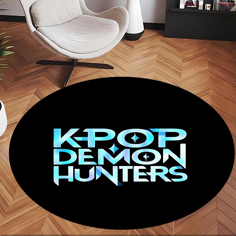 Охотники на демонов в стиле K-pop (1) Круглый офисный ковер Декоративный напольный ковер для офиса, спальни, гостиной и домашнего пространства