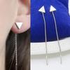 Women Geometric Triangle Stud Earrings Long Tassel Party Jewelry Gift
