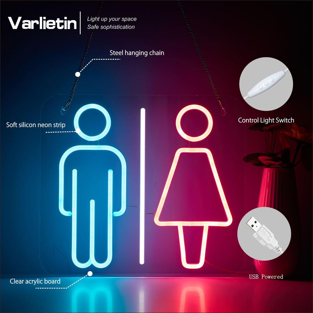 Неоновая вывеска Туалет LED Вывески для бизнеса Освещение для отелей Больниц Бара Вечеринки Паба Декор Магазина Подарок