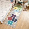 Kids Hopscotch Space Print Runner Rug Anti-slip Floor Mat for Toddler Bedroom Cartoon Rocket Long Carpet for Playroom Home Decor
