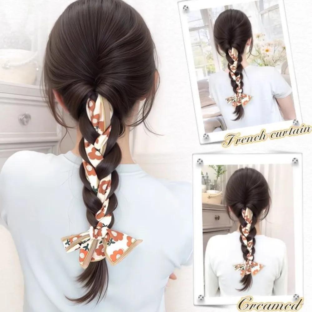 42cm Natural Ribbon Low Synthetic Ponytail Wig Long Twist Braid Simulated Hair New Chinese-style Hair Accessory