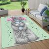 Tatty Teddy2 Flannel Pattern Square Carpet,Area Rug,Carpet Rug for Living Room Bedroom Sofa Playroom Decor,Non-slip Floor Mat
