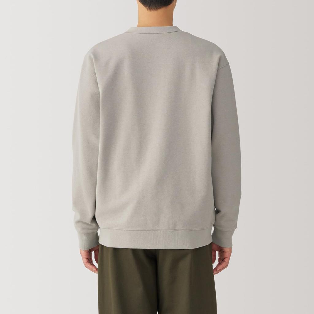 MUJI Milan Rib Size AB1NFA4A Men's Double-Knit V-Neck Cardigan, Gray, XS,