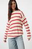 Women's Fashionable Stylish Sweater Black Wide Fit Couple Striped Knitwear Sweater