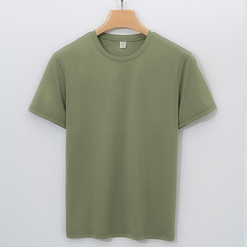 Mercerized Cotton T-shirt Men's Short-sleeved Round Neck Solid Color Pure Cotton Velvet Cotton Men's T-shirt