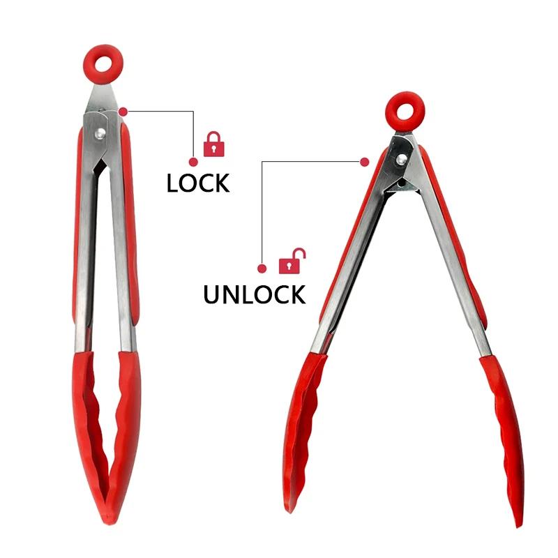 Силиконовый зажим для гриля из нержавеющей стали, устойчивый к высоким температурам, антипригарный, для жареного стейка, зажим для приготовления пищи