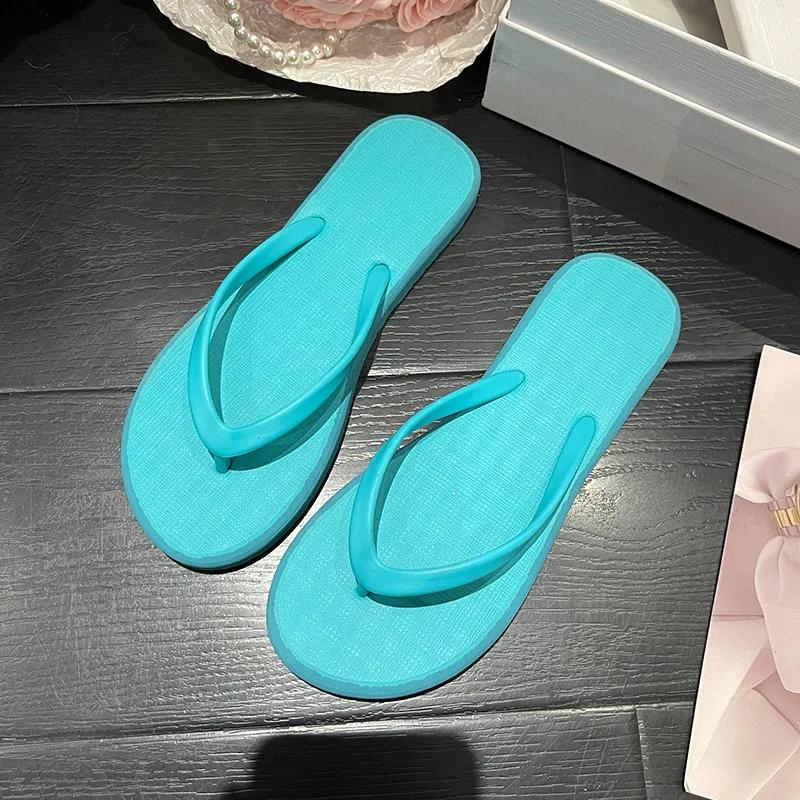 Fashion Premium Sense Non-slip Simple Flip-flops Girls Summer New Wear Solid Color Pinch Feet Beach Cool Slippers Wholesale