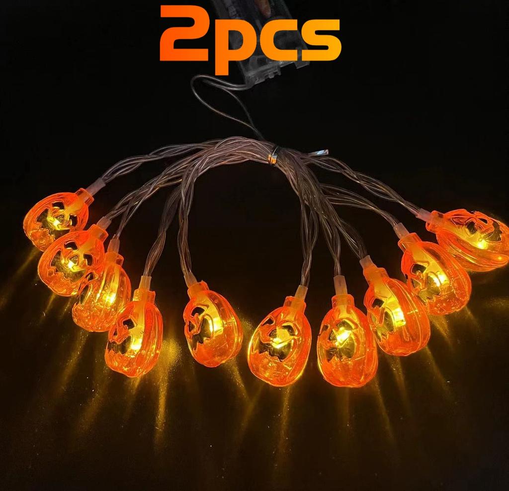 Светодиодные гирлянды в виде тыкв на Хэллоуин, на батарейках, подходят для уличных семейных посиделок, вечеринок с привидениями, украшений на Хэллоуин