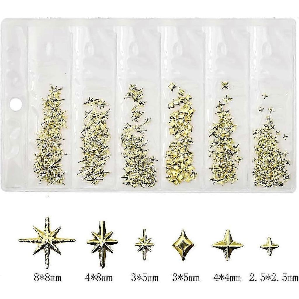 200Pcs Star Nail Charms for Nails Art 3D Star Nail Charms Metal