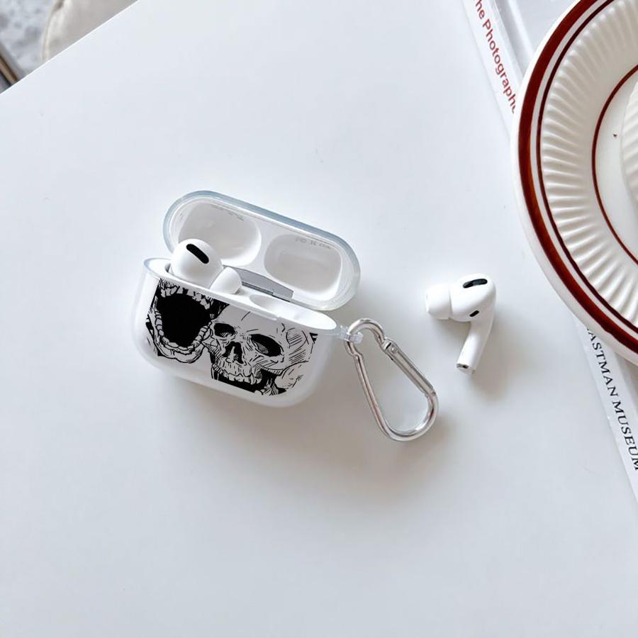 Чехол для Airpods Pro2 Pro 4 1 Pro3 2 3 Прозрачные Чехлы для Наушников Обложка Креативное Искусство Черепа