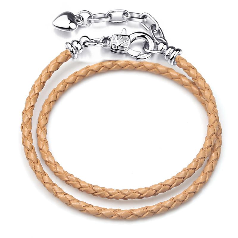 BAOPON White/Black Leather Chain Charm Bracelet Fits DIY Beads Bracelet for Women Lover Men Jewelry Gift