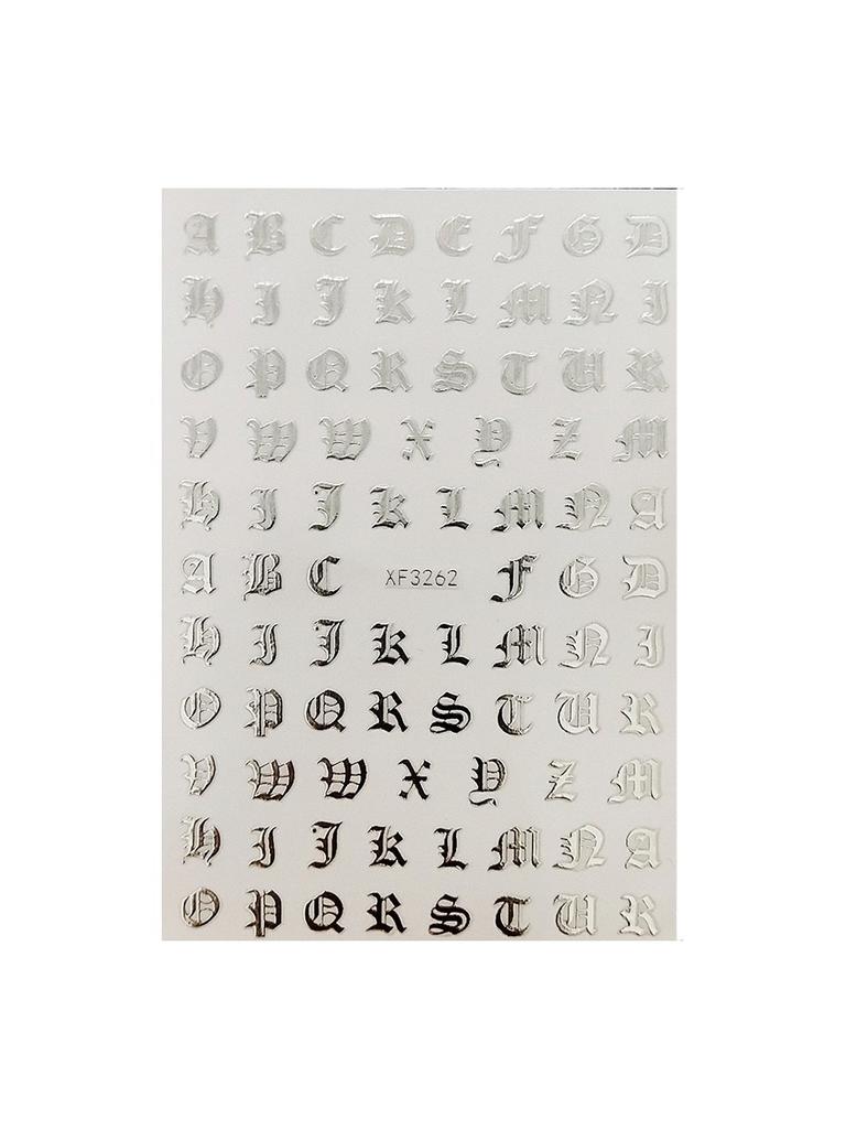 Customizable 3d Nail Art Stickers With Stylish Letter Designs For Unique Nail Art Creations