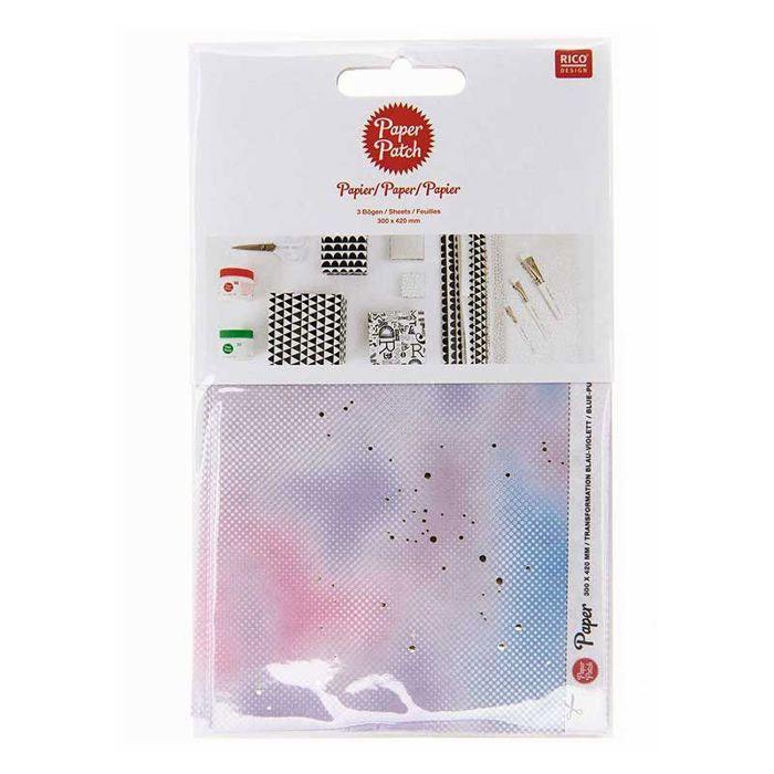 Papier patch flou - Bleu & Violet - 30 x 42 cm