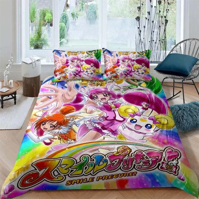 Go! Princess PreCure Anime-Themed Bedding Set Duvet Cover Bed Set Quilt Cover Pillowcase Comforter king Queen Size Boys Adult