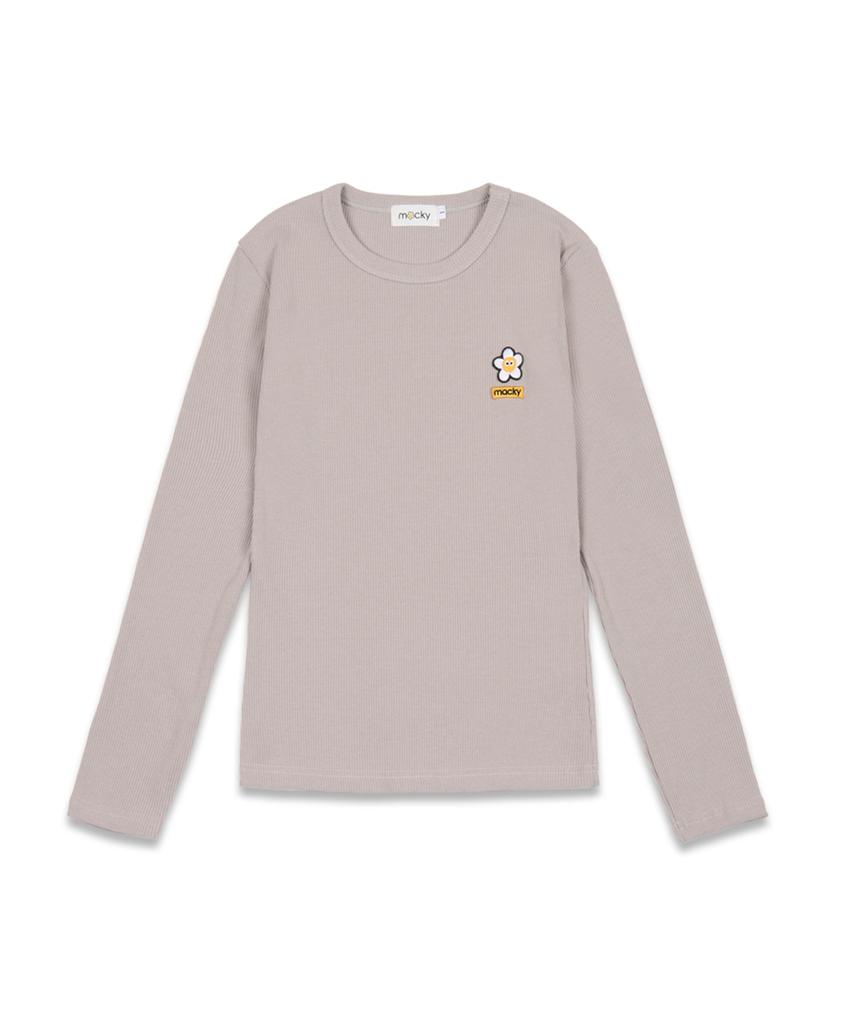 MACKY Daisy Patch Slim T-Shirt Beige