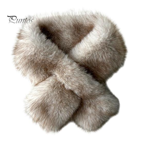 Winter Gifts for Women Plush Cross Scarf, Stylish Faux Fur Neck Warmer, Soft Velvet Gaiter Double-Sided Thermal Wrap Elegant Scarf Ladies Girls Fox