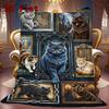 Gothic Cat Portraits 2D Flat Pattern Flannel Blanket, High quality All Seasons, Home Decor, Warmth and Comfort, Perfect for Christmas Gifts.