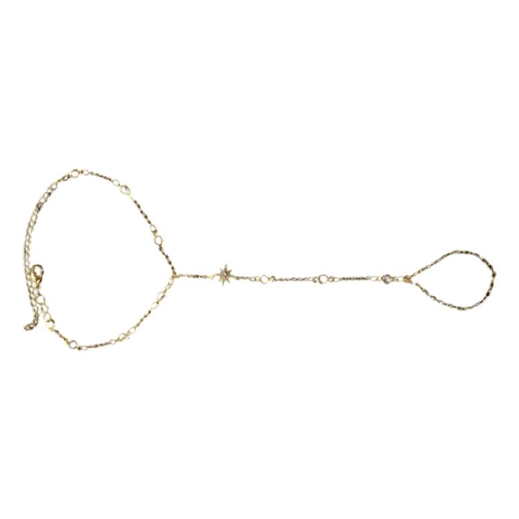 Стильный браслет на палец в форме звезды для женщин, портативное цепочное украшение на руку с акцентом из кристаллов, универсальный стиль