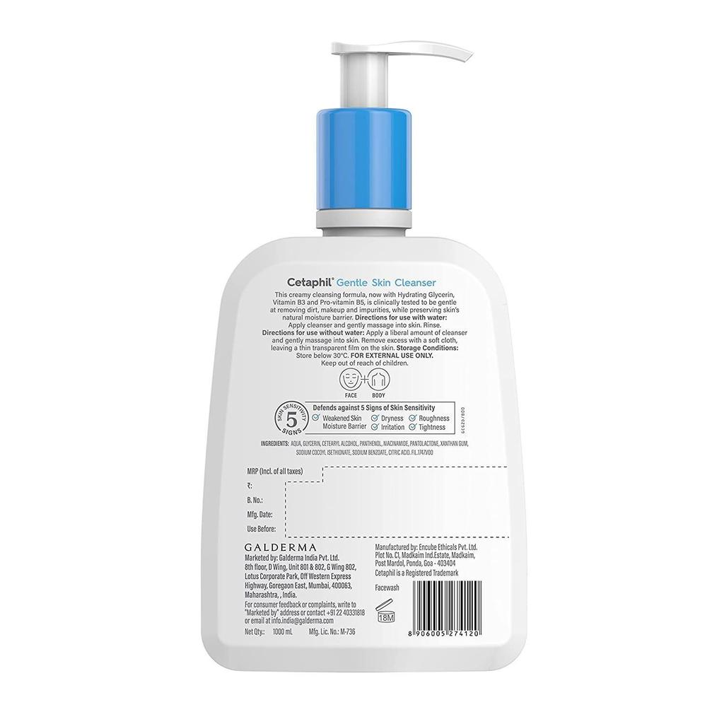 Нежное очищающее средство для сухой, нормальной и чувствительной кожи (1000 мл), Gentle Skin Cleanser for Dry to Normal, Sensitive Skin,  Cetaphil