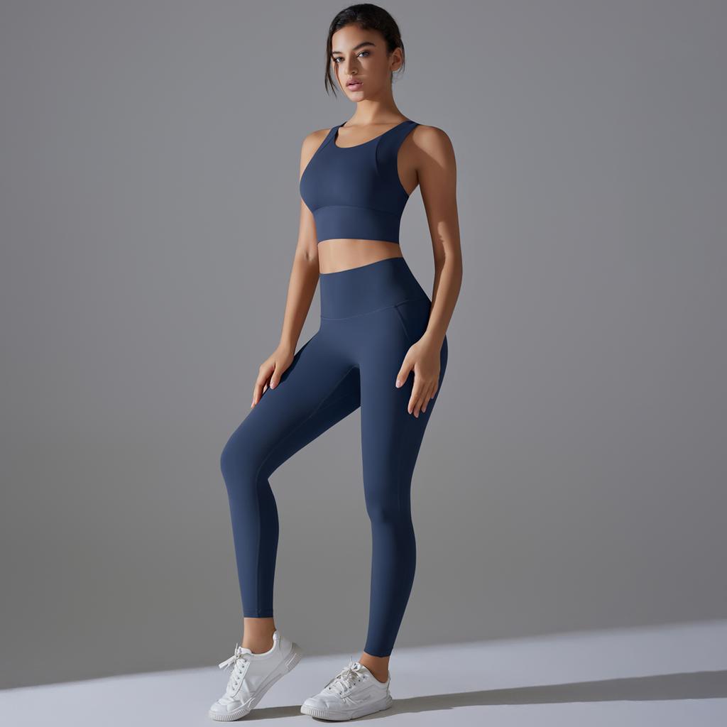 Auroth 2 Piece Yoga Set Women Sport Suits Running Bra High Waist Leggings Fitness Outfit