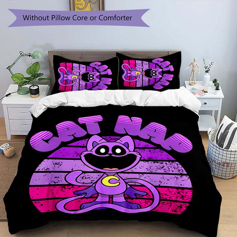 3pcs Poppy Playtime pattern bedding set duvet cover set includes duvet cover &pillowcases, perfect all season bedroom decoration & gift