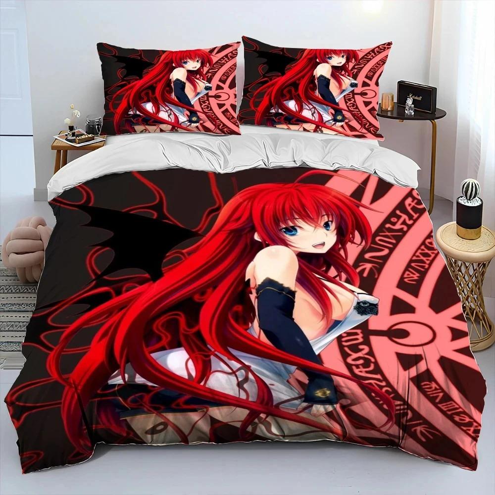 Sexy Girl High School DxD Anime Comforter Bedding Set,Duvet Cover Bed Set Quilt Cover Pillowcase,king Queen Size Bedding Set Boy