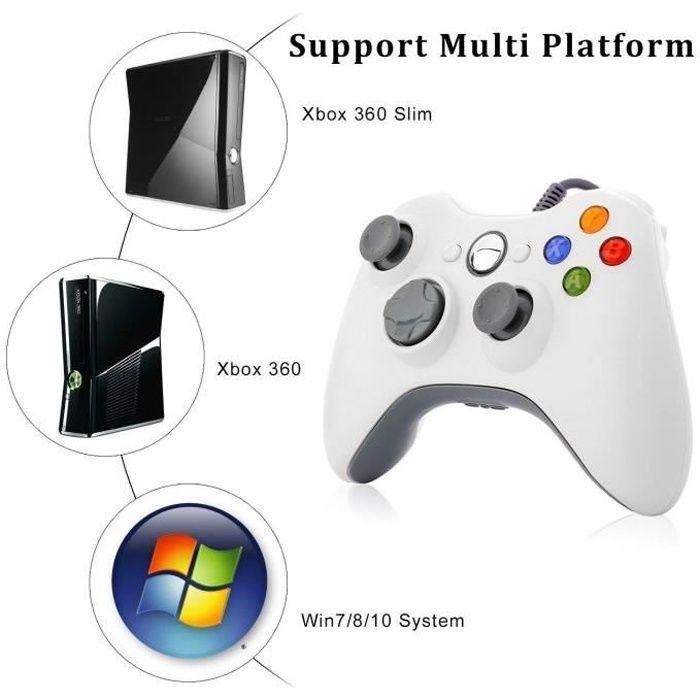 Gamepad - Microsoft - Xbox 360 - Filaire - Blanc - Ergonomique
