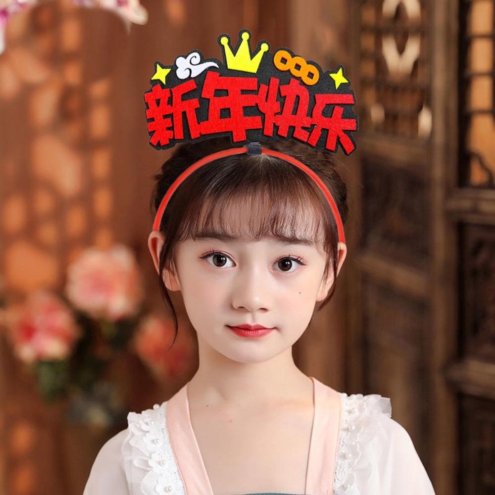 Red Snake Year Hairband Cartoon New Year Headdress 2025 Happy New Year Headband New Year Dress Up