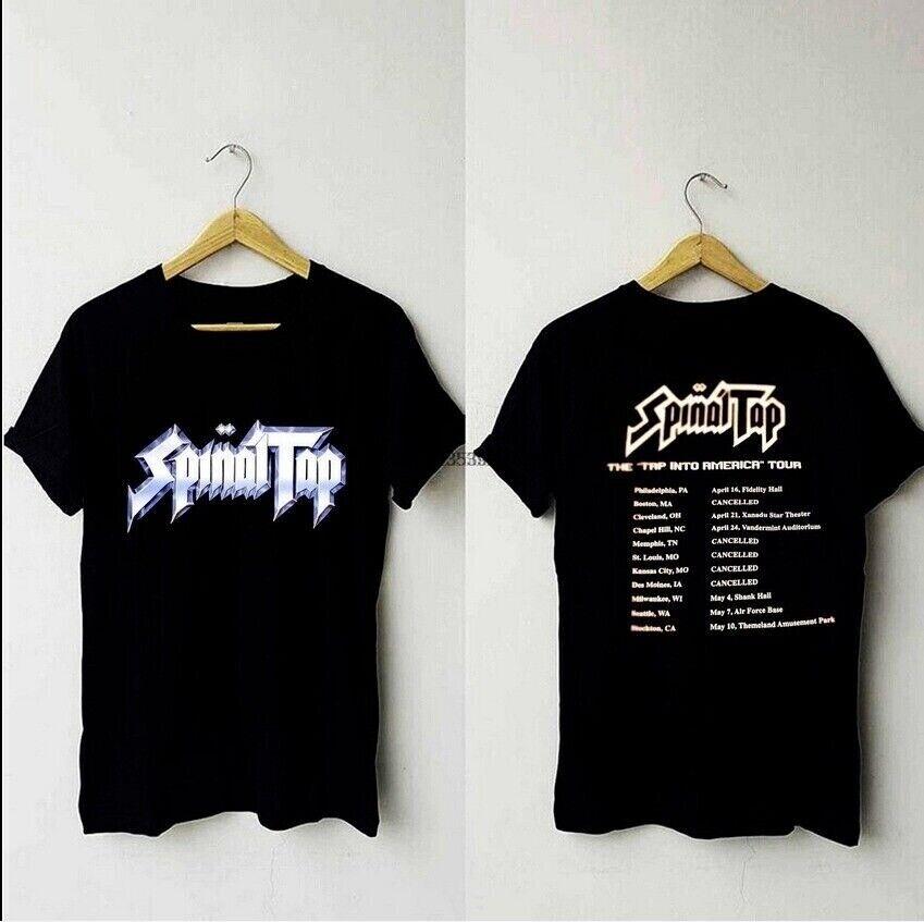 ВИНТАЖНАЯ Футболка с принтом Spinal Tap Tour Черная Хлопковая Футболка Все размеры S-3XL Унисекс Футболка