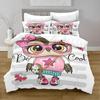 3D-принт Kawaii Owl Пододеяльник с наволочкой Украшение для спальни Постельное белье Queen Bedding Спальный гарнитур Кровать размера King Size Домашний текстиль