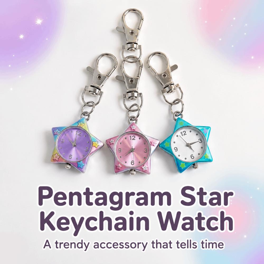 Portable Star Keychain Watch Pentagram Design Hanging Watch Pentagram Quartz Watch  Students Nurse