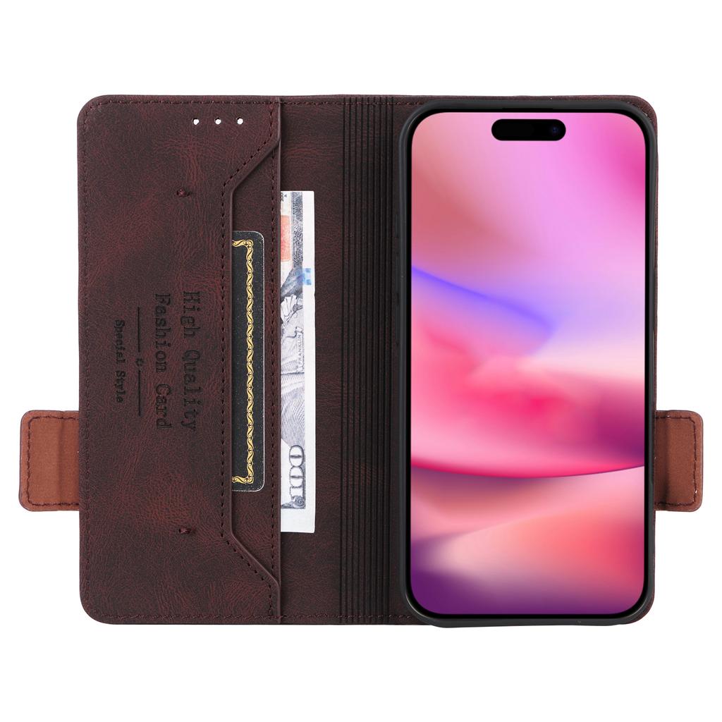 For iPhone 16 Case Hardware Decor Leather Phone Cover Card Holder Slots