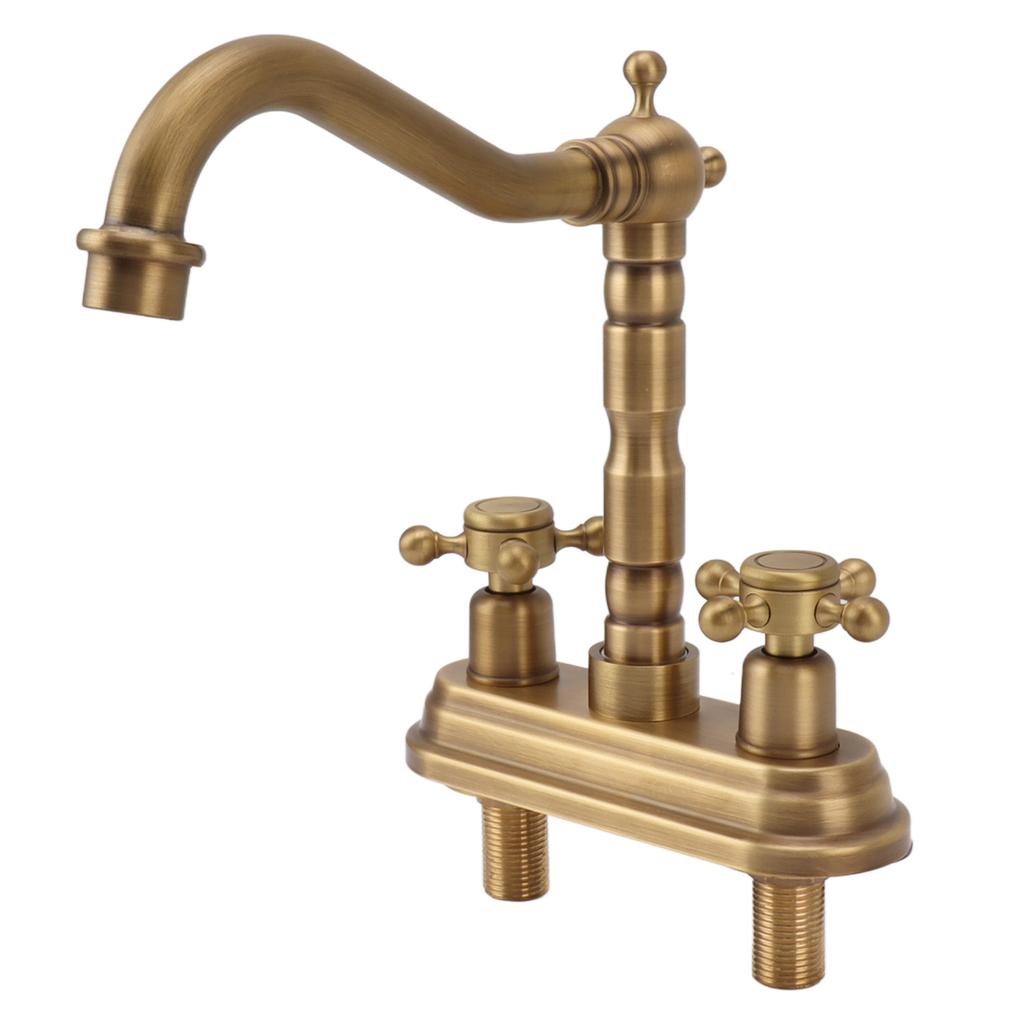 G1/2 Sink Faucet Antique 2 Handle Hot Cold Water Full Copper Basin Mixer Tap for Kitchen Bathroom