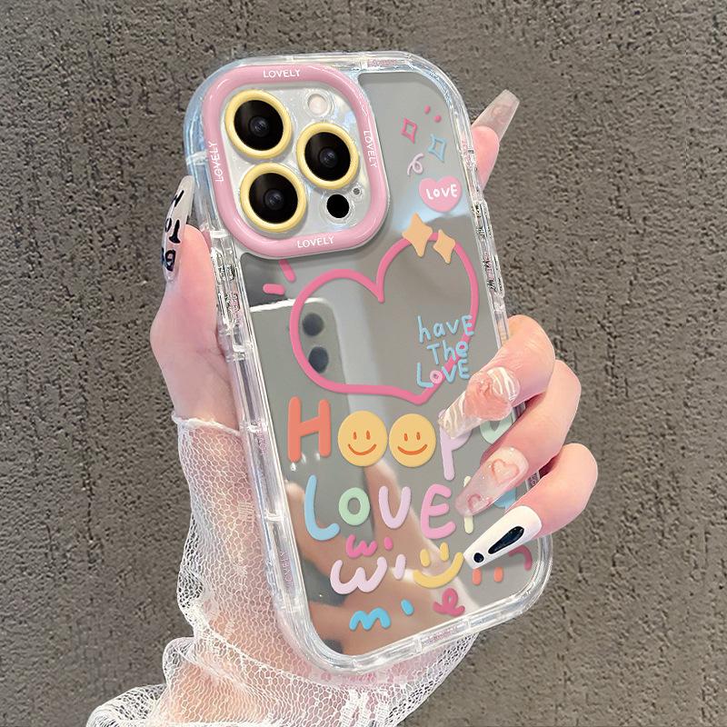 Applicable To Apple 15 Mobile Phone Case Iphone14promax English Lines Love 13 Mirror 12/11