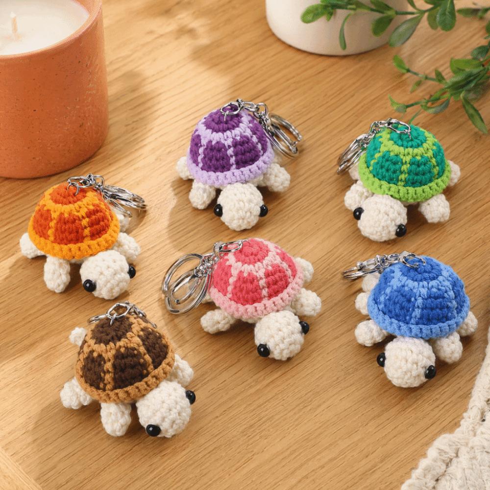 Mini Little Turtle Crochet Keychain Wool Knitting Turtle Doll Pendant Keychain Men