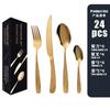 24-Piece Stainless Steel Cutlery Set With Gold-Plated Spoons Forks Knives Dinner Gift Box