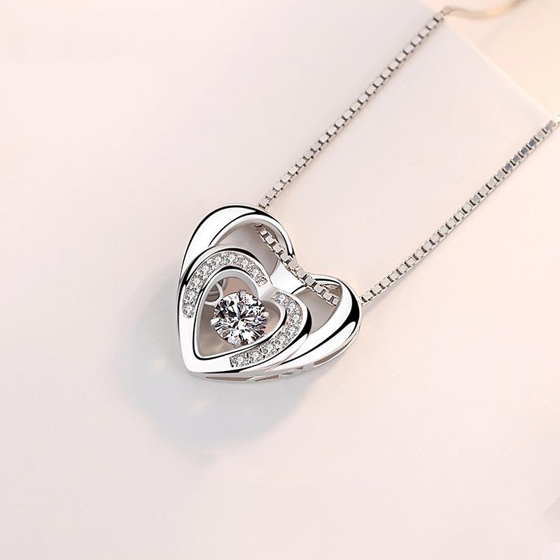 Двойная любовь, трогательное сердце, ожерелье для женщин, японское и корейское, простая цепочка с подвеской в форме сердца, ожерелье на ключицу