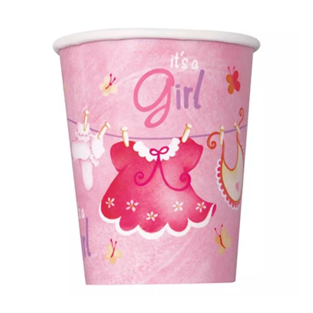 Unique Party Paper Clothes Line Baby Shower 266ml Disposable Cup (Pack of 8)