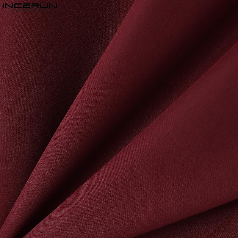 INCERUN Мужские рубашки с длинным рукавом и оборками, топы с открытым передом, повседневные топы