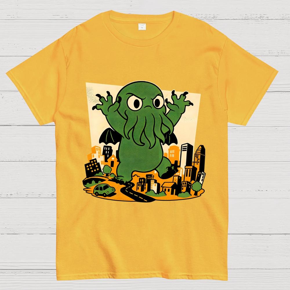 Cthulhu City Destruction Cotton Summer Casual Cool Loose T-Shirt