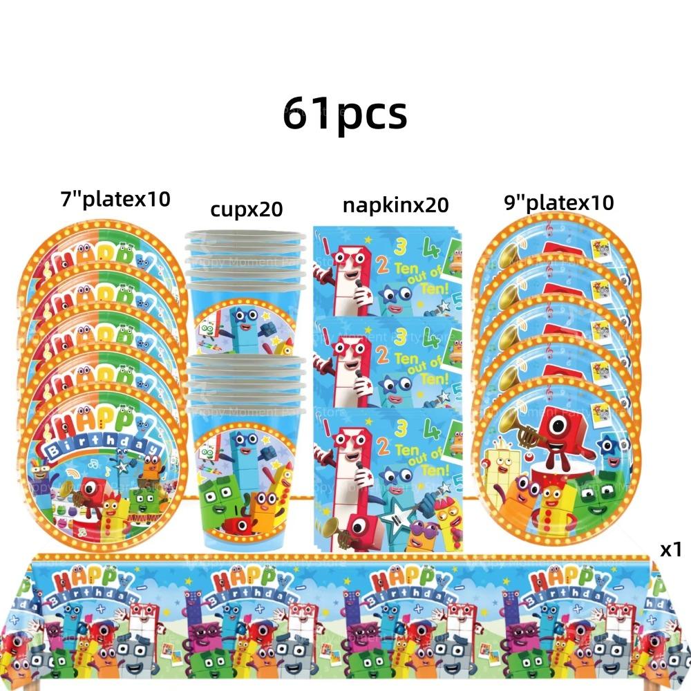Building Block Birthday Party Decoration Number blocked Tablecloth Cup Plate Napkin Baby Shower Number Party Favors Supplies