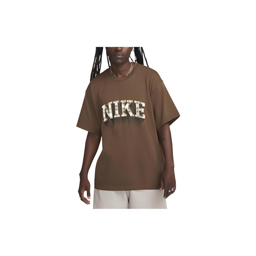 Nike Alphabet Logo Print Round Neck Pullover Short Sleeve T-Shirt Unisex Tops Brown FB2736-259