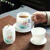 Chaxun Qianli Jiangshan Mutton-fat Jade White Porcelain Tiger Teacup Set