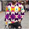 Summer Round Neck Geometric Pattern 3D Print Top Fashionable Casual Short Sleeved Men's T-shirts