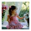 DIY 3D Алмазная картина Маленькая девочка с кошкой Вышивка Крестом Ремесло Стежок Домашний декор