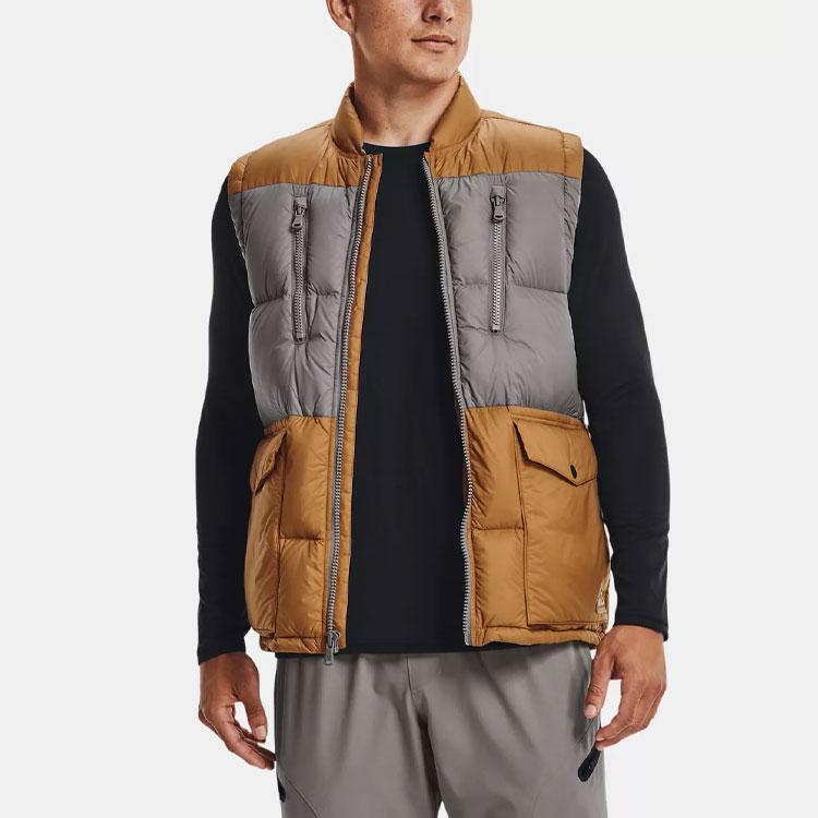 Under Armour Цветные блоки повседневный спортивный тренировочный жилет пуховый жилет мужской коричневый 1369379-277