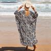 EDOLYNSA  Sexy  Striped Bikini Cover-ups Casual V-neck Side Split Summer Beach Dress Women Beach Wear Swim Suit Cover Up Q1297