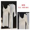 Seven-color pure lace sexy suspender nightdress women's French ice silk with chest pad suspender morning robe two-piece set