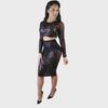 Black Sequin Mesh Contrast Two-Piece Women's Suit